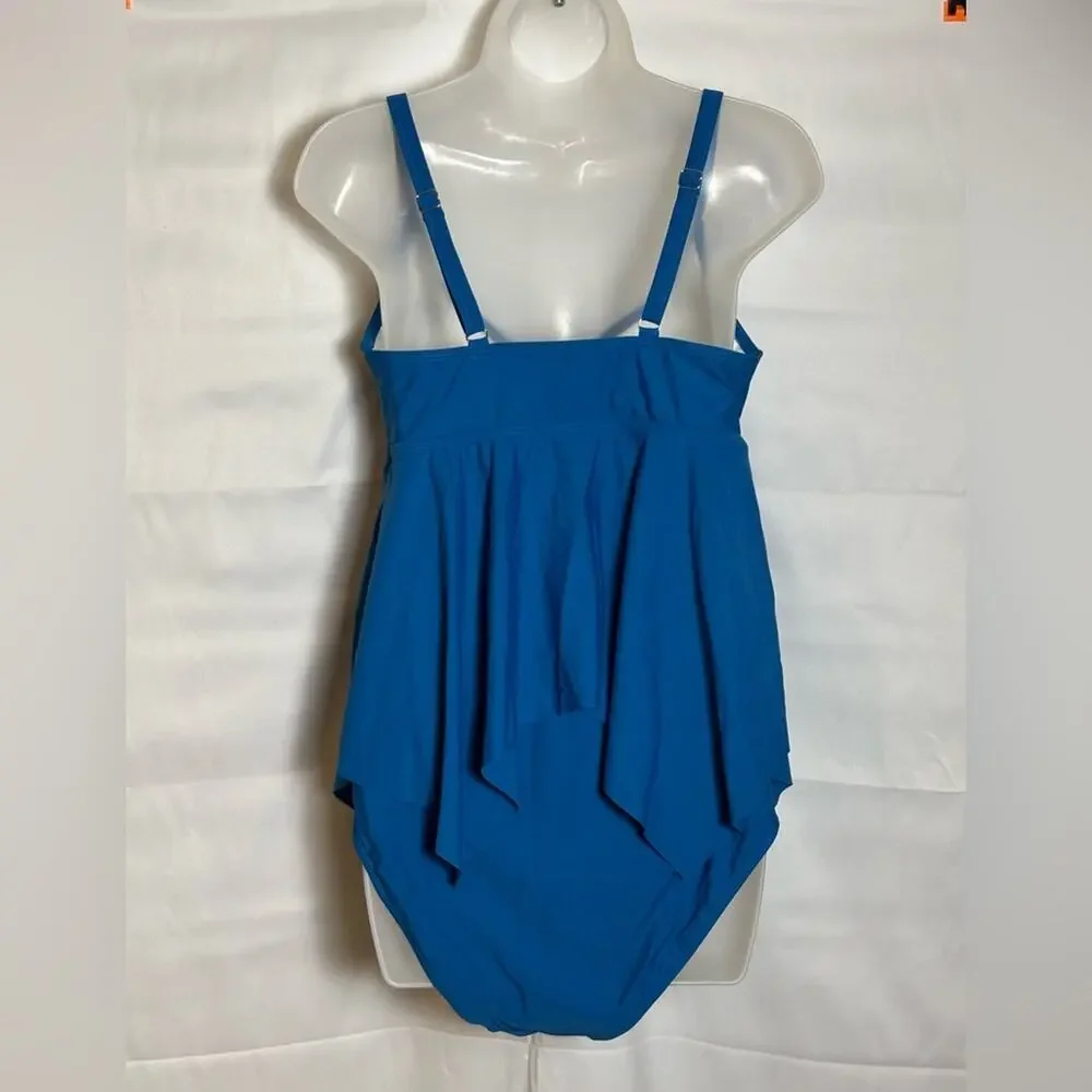 Teal Blue Tankini with flowy top Swim-M